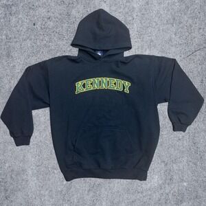 Vintage Champion Authentic Apparel Kennedy Embroidered Hoodie Mens Large Black